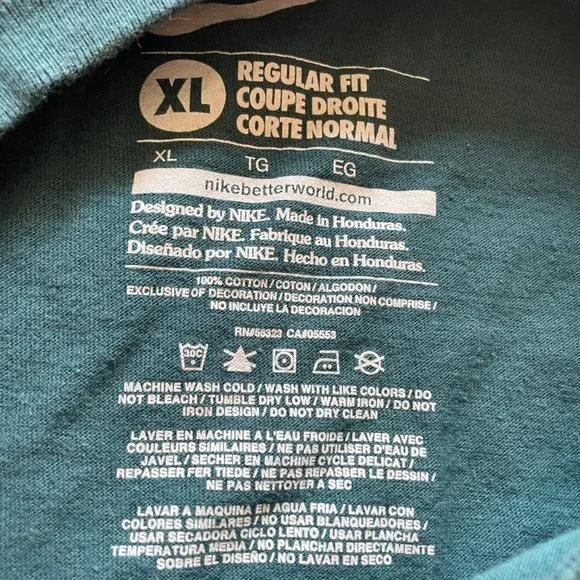 Nike | Teal Blue Swoosh Tee Tshirt Regular Fit Mens XL Basic - Picture 5 of 6